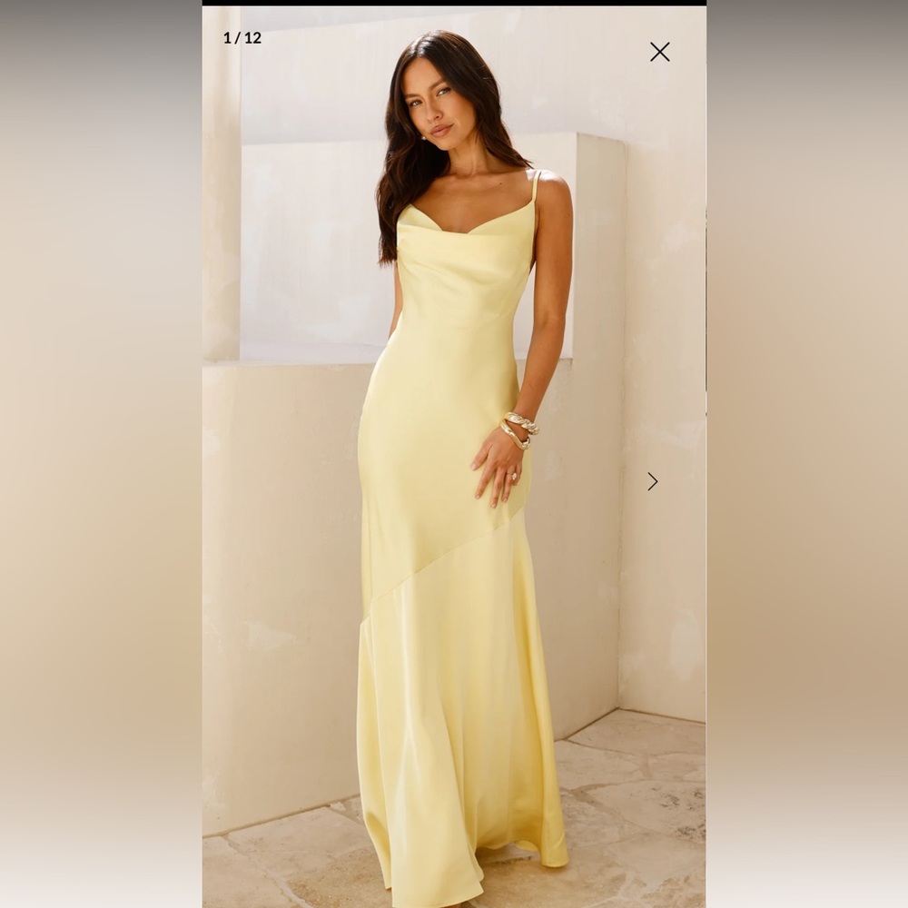 Hello Molly Brilliant Belle Satin Maxi Dress in yellow